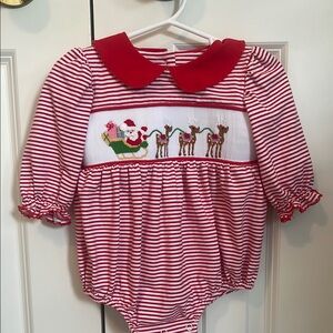 Red and White Striped Bubble with Holiday Embroidery